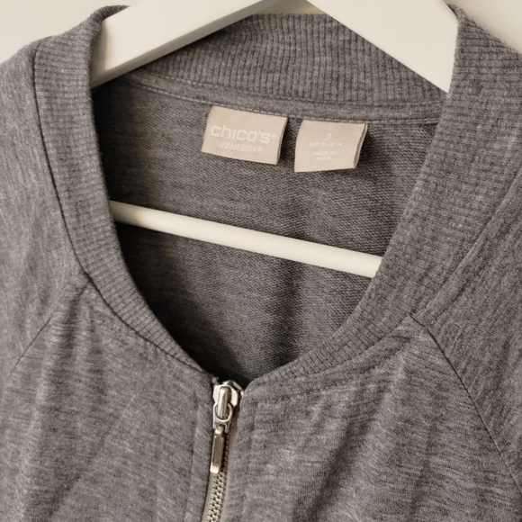 Chicos Grey Zip up Jacket sz 3 - Picture 2 of 6
